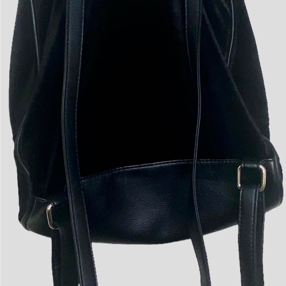 Bebe Women’s Black Gina Velvet Large Backpack Gold Tone Hardware Adjustable - Picture 14 of 16